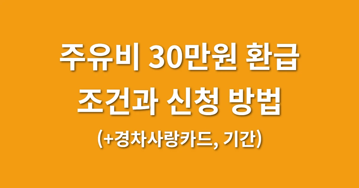 주유비 30만원 환급 방법 (+조건, 경차사랑카드)